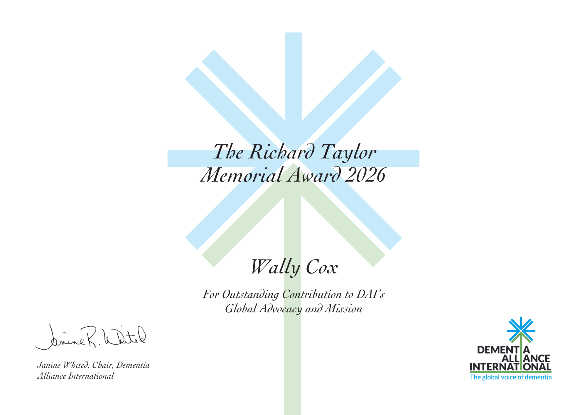 2026 Richard Taylor Award Recipient, Wally Cox